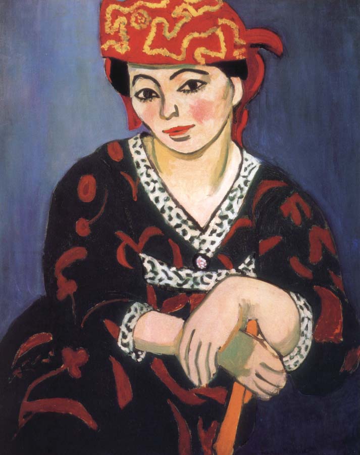 Woman wearing a red turban